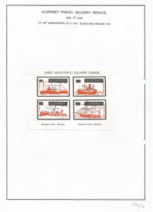 ALDERNEY P.D.S. - 1994 - D-Day, Black & Orange-Roul 4v Sheet-Mint Lightly Hinged