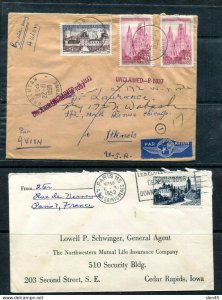 France 1952/1958 2 covers to USA 12317