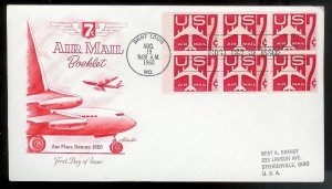 UNITED STATES FDC 7¢ Airmail Booklet Pane 1960 Artmaster