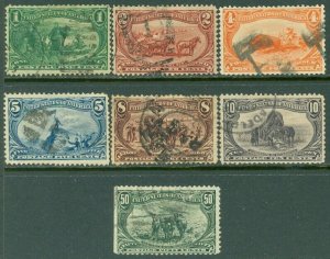 EDW1949SELL : USA 1898 Scott #285-91 F-VF, Used. Light cancels. Pretty. Cat $317