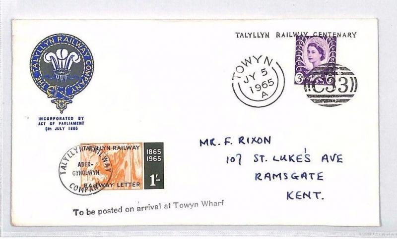 AN377 1965 GB WALES Towyn Tallyn Railway Cover 