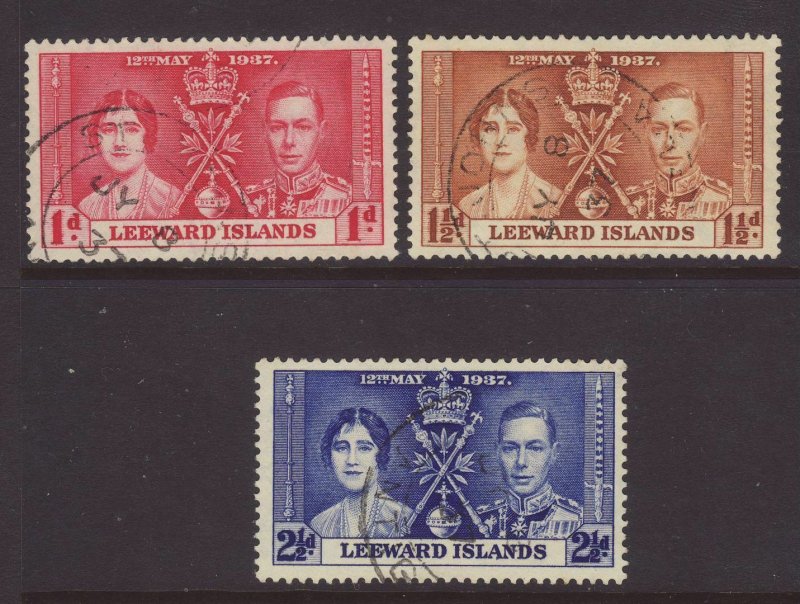 1937 Leeward Is Coronation Set Fine-Used SG92/94.