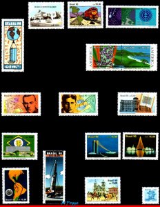 BRAZIL 1990 ALL STAMPS ISSUED, FULL YEAR, SCOTT VALUE $ 37.80, 54V, ALL MNH