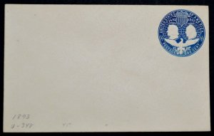 1893 US Sc. #U348 Columbian issue envelope, 1 cent mint, good shape