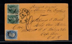 USA #68 Pair & #63 On Cover To Capetown Cape Of Good Hope