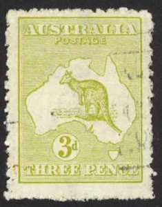 Australia Sc# 47b Used 1915-1924 2½p light olive Narrow Crown & A Kangaroo