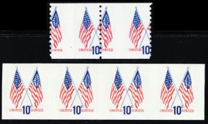 1519a, Mint NH 10¢ Coils - Imperforate Strip/4 & Misperfed Pair Errors CV $70+