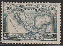 MEXICO 512, 40¢ MAP OF MEXICO. UNUSED, H OG. F-VF.