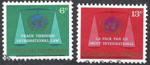 United Nations #197-198 6¢ & 13¢ Peace Through International Law (1969). Used.