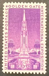 Scott#: 852 - Golden Gate Expo 3¢ 1939 Single Stamp MNHOG