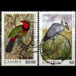 ZAMBIA 1989 - Scott# 496-7 Birds Surch. 15-20k Used