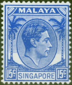 Singapore 1948 15c Ultramarine SG8 Fine Mtd Mint