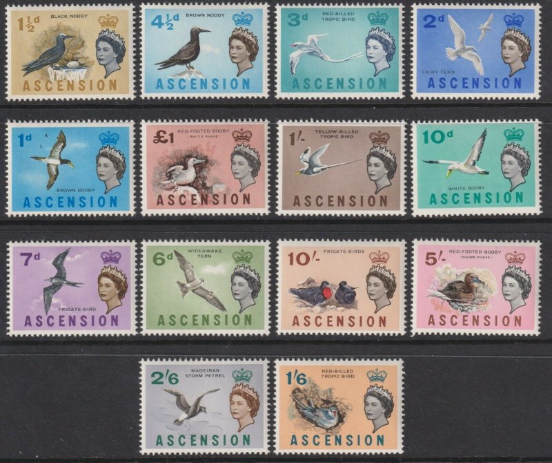 Sc# 75 / 88 Ascension 1963 QE Queen Elizabeth Birds set MNH $69.90 Set #2