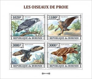 BURUNDI - 2023 - Birds of Prey - Perf 4v Sheet - Mint Never Hinged