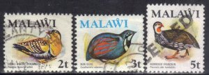 MALAWI  SC# 234,35,36  USED  1975  BIRDS  SEE SCAN