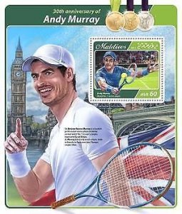 2017 Maldives Mnh. Andy Murray. Michel Code: 6927 / Bl.1050. Scott Code: 3926