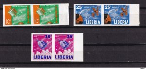 Liberia 1964 Space communications satellite  Imperf Pair 15504