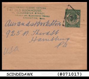 GREAT BRITAIN - 1/2d KGV WRAPPER TO USA