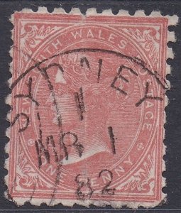 NEW SOUTH WALES 1871 QV 1D WMK CROWN/NSW SG W36 PERF 10 USED