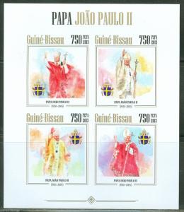 GUINEA BISSAU 2013 POPE JOHN PAUL II  SHEET  IMPERFORATED MINT NH