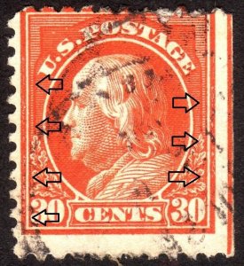 1917, US 30c, Franklin, Used, Plate flaws, Sc 516