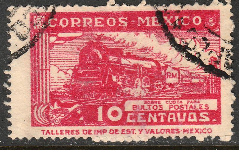 MEXICO Q5, 10cents PARCEL POST, STEAM ENGINE. USED. F-VF (1470)