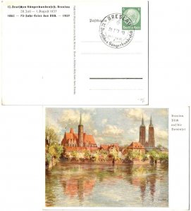 Germany 6pf Hindenburg Breslau Blick auf die Dominsel Printed To Order Postal...