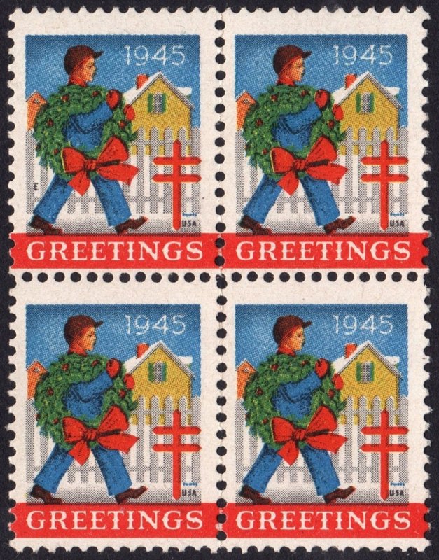 WX124 Christmas Seal Block of Four (1945) MNH