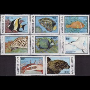 MALDIVES 1986 - Scott# 1185-92 Marine Life Set of 8 NH