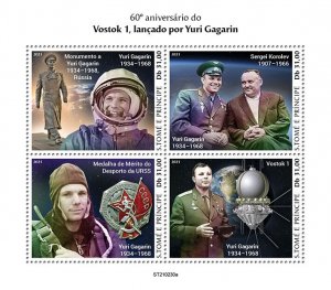 SAO TOME - 2021 - Gagarin & Vostok 1 - Perf 4v Sheet - Mint Never Hinged