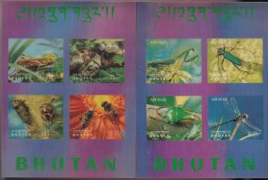 Sc# 101Ch / 101Gi Bhutan 1969 insects complete 3D S/S set (2) MNH CV $41.00