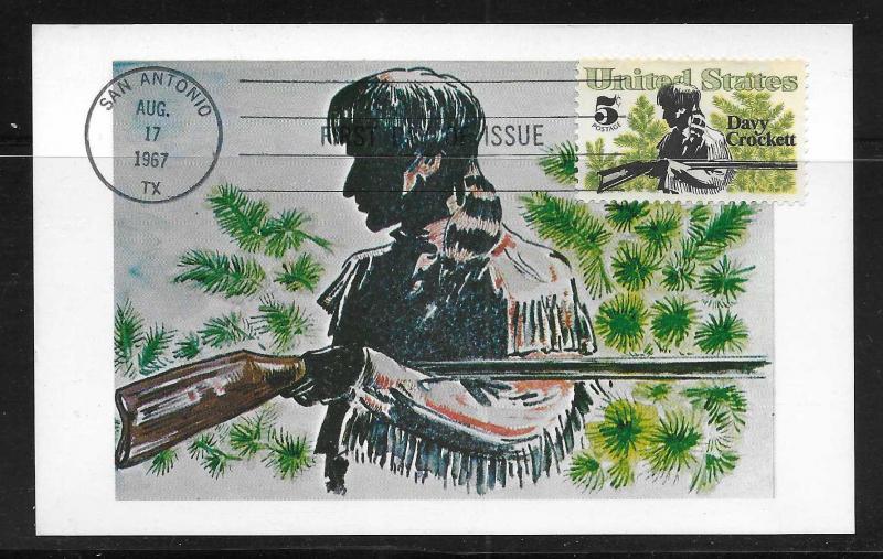 United States 1330 Davy Crocket Colorano Maxi Card FDC