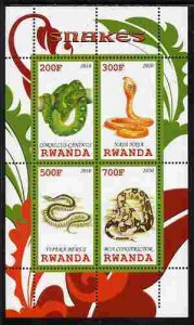 RWANDA - 2010 -  Snakes - Perf 4v Sheet - MNH - Private Issue