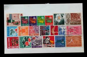 South Viet Nam Stamp Collection 1960's Original Sales Card 20 Used Stamps