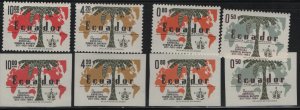 ECUADOR 720-1,C427-8 PERF AND IMPERF MNH F/VF SET OF 4