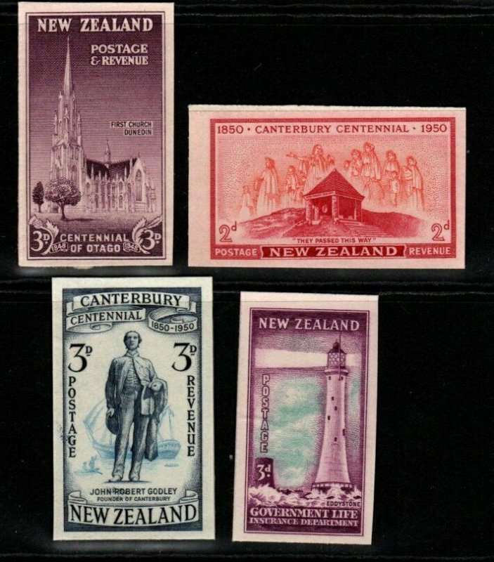 NEW ZEALAND SG694/705/6+L46 1948 IMPERF PROOFS ON THICK WHITE CARD MINT 