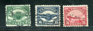 #C4 - C6 1923 US Airmail Stamp Set Used  CV $75.00  VF Centering, Margins  Nice