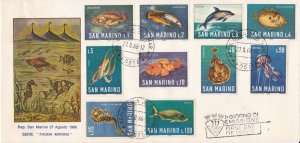 San Marino # 643-652, Marine Life - Fish, First Day Cover,