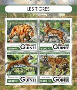 GUINEA 2016 SHEET TIGERS FELINES WILD CATS WILDLIFE