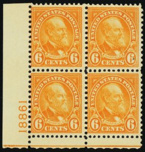 638, Mint NH 6¢ Plate Block of Four - CV $20.00