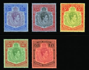 [NYASALAND] 1938 Key set of KGVI: SG 139-143  (MH)
