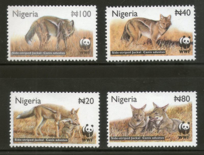 Nigeria 2003 WWF Side-striped Jackal Wildlife Animal Fauna Sc 759-62 MNH # 335