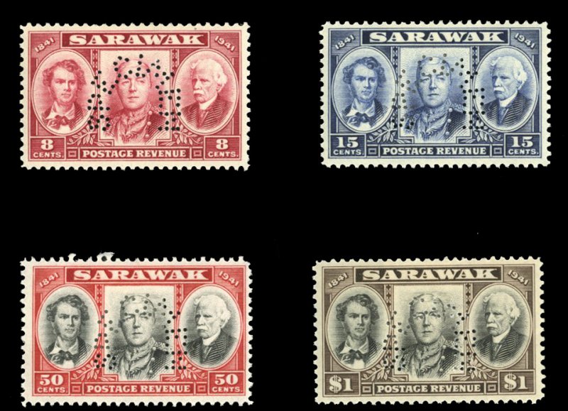 Sarawak #155-158S (SG 146-149s) Cat£225, 1946 Centenary, set of four, perfor...