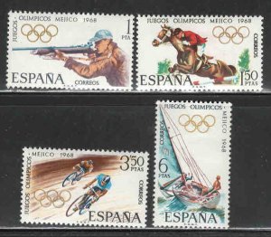 Spain #1543-46~ Cplt Set of 4 ~ 68 Olympics, Mexico City ~ Unused, LHM  (1968)