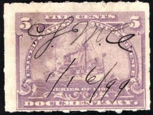 R167 5¢ Documentary Stamp (1898) Used