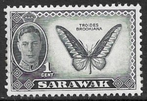 SARAWAK 1950 KGVI 1c BUTTERFLY Pictorial Sc 180 MH