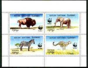 Batum 1994 WWF Wild Animals perf sheetlet containing unde...