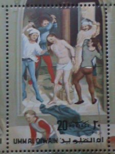 UMM AL QIWAIN -AIRMAIL STAMP THE PASSION OF CHRIST BY HANS MEMLING-MNH SHEET