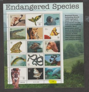 U.S.  Scott #3105 Endangered Species - Highlighted UL Plate 1111 - Mint NH Sheet