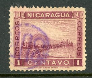 Nicaragua 1900 Momotombo 1¢ Plum VFU W432 ⭐☀⭐☀⭐ 